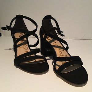 Sam Edelman Black Suede Stacie Sandal Sz 7 NWOT